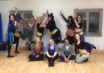 women at the end of bellydance class in Euston, Central London